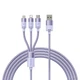 Кабель Baseus StarSpeed 1-for-3 Fast Charging Data Cable USB to M+L+C 3.5A (CAXS000005) 1.2m Purple - зображення 1