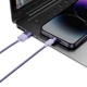 Кабель Baseus StarSpeed 1-for-3 Fast Charging Data Cable USB to M+L+C 3.5A (CAXS000005) 1.2m Purple - зображення 5