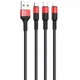 Кабель Hoco X26 Xpress 3-in-1 (Lightning + Micro USB + Type-C) 1м черно красный - изображение 2