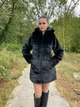Шуба из искусственного меха шиншиллы с капюшоном и поясом MNC черный 39rv154 46 - изображение 4