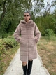 Шуба метровая из искусственного меха шиншиллы с капюшоном MNC бежевый 39rv138 52 - изображение 3
