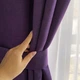 Короткі стильні однотонні штори для кухні Adagio Windows Decor у розмірах 1,4 х1,7м -2шт, щільні насичено фіолетові фіранки з підхватами - изображение 3