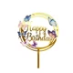 Топпер Для Торта Happy Birthday Круглый С Разноцветными Бабочками | Золото - изображение 1
