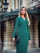 Sukienka ołówkowa damska z rozcięciem Stylove S136 86483 XL Zielona (5903068426674) - obraz 3