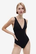 Купальник слитный женский H&M 61017357 36 Черный (OS_6666000265128) - изображение 1