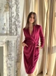 Халат жіночий велюровий подовжений з довгими рукавами Felisiya Lingerie Бордовий 69-д-106 M - зображення 2