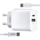 СЗУ XO L64 18W FAST EU QC3.0+PD FAST charger with type C fast cable (NB124) White - изображение 1