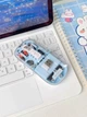 Беспроводная мышь WiWU WM105 Crystal Wireless с аккумулятором и Bluetooth (Type-C, USB 2.4 ГГц, компьютерная, бесшумная, прозрачная, для макбука) - Голубая - изображение 3