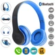Бездротові навушники Bluetooth Wireless Headset P47 Black Гарнітура для ПК, телефону з мікрофоном - microSD, FM Blue - зображення 1