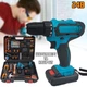 Шуруповерт з набором біт і свердел у пластиковому кейсі UKC Screwdriver Set 24В акумуляторний дриль із насадками Blue - зображення 1