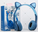 Беспроводные Bluetooth наушники с кошачьими ушками полноразмерные CAT-ear CEP47-M с LED подсветкой и MicroSD, microUSB, AUX Blue - изображение 3