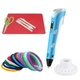 3D ручка c LCD дисплеем 3DPen Hot Draw 3 Blue+Досточка+Ножницы+Комплект эко пластика для рисования 209 метров - изображение 7