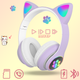 Наушники "Кошачьи ушки" беспроводные с разноцветной подсветкой RGB и MP3 плеером Cute Headset 280ST Bluetooth, MicroSD, FM-Радио Фиолетовые - изображение 1
