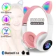 Повнорозмірні бездротові навушники Cat Headset M23 Bluetooth з RGB підсвічуванням і котячими вушками Hi-Fi Stereo Pink - зображення 1