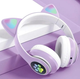 Бездротові Bluetooth навушники з вушками CATEAR ear BT5 з RGB підсвічуванням, вологозахищені, повнорозмірні Purple - зображення 4