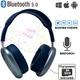 Полноразмерные беспроводные Bluetooth наушники-гарнитура с аккумулятором Macaron MP90 с MP3 плеером/AUX/microSD Голубые - изображение 1