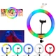 Набор блогера 3в1 Кольцевая светодиодная лампа MJ33 RGB цветная 33 см с держателем для телефона со штативом 2м+bluetooth пульт для селфи - изображение 6