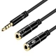 Аудио адаптер Переходник 2 in 1 Mini-Jack 3.5mm Аудио + Микрофон Кабель аукс Разветвитель Audio adapter 0.25M Черный - изображение 2