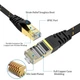 Патч корд Ampcom 2м сетевой кабель 10 Гбит\с Ethernet RJ45 Cat 7 плоский черный в оплетке - изображение 2