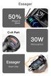Автомобильное зарядное устройство Essager ES-CC07 30W USB+Type-C PD+QC3.0 Черный - изображение 6