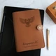 Именная записная книжка с кожаной обложкой и гравировкой совы, 128 листов в линию, Карамель, WOODPRESENT - изображение 1