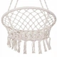 Гамак сидячий подвесной качели плетеная Macrame для дачи кресло-качалка гамак из хлопка и диаметром сиденья 82/68 см Белый - изображение 4
