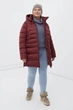 Подовжений жіночий пуховик Finn Flare FWB160132-304 Plus Size бордовий 4XL - зображення 3