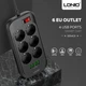 Сетевой фильтр-удлинитель Ldnio SE6403 (6 розеток, 4USB, 2м, 2500W, евро вилка, 3.4A, Сечение 3х0,75мм) - чёрный - изображение 1