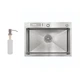 Мийка кухонна, раковина Lidz H6045K 3.0/1.0 мм Brush (LIDZLH5050TBRU3010) з вбудованим тримачем для ножів Нержавіюча сталь Прямокутна - зображення 1