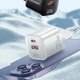 20W швидка зарядка. Зарядний пристрій, PD QC3.0 2USB type-C для Samsung, Iphone, Apple, Xiaomi та ін. Essager білий. - зображення 2