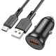 Автомобільний зарядний пристрій BOROFONE BZ18 single port QC3.0 car charger set(Type-C) 18W Black (6974443384864) - изображение 1
