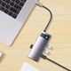 HUB адаптер USB поддержка OTG BASEUS WKWG070013 Metal Gleam Series 4-in-1 (4xUSB3.0) Type-C, gray - изображение 4