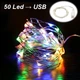 Гірлянда роса USB живлення мідний провід 5 метрів 50 Led Strip String MultiColor - изображение 1