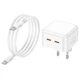 Мережевий зарядний пристрій Borofone BA76A Dual USB-C Port PD35W + кабель Type-C to Type-C White - изображение 5