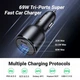 Автомобильное зарядное устройство 69W Ugreen адаптер для быстрой зарядки USB C PD и QC3.0 Black (20467) - изображение 4