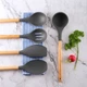 Кухонній набор Кitchen set Силиконовый с бамбуковой ручкой 11 предметов Черный в подставке арт 36365 - изображение 2