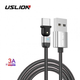 Кабель Type-C - USB (1m) поворотний на 180 ° роз'єм 3.0 A Fast Charging для смартфонів планшетів дата-кабель швидкої зарядки та передачі даних USLION US0132 Silver - зображення 1