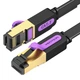 Патч Корд Мережевий Кабель LAN Vention Cat7 Ethernet UFTP Flat Patch Cable RJ45-RJ45 | до 10 Гбіт/с | 10м | Чорний - зображення 1