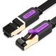 Патч Корд Мережевий Кабель LAN Vention Cat7 Ethernet UFTP Flat Patch Cable RJ45-RJ45 | до 10 Гбіт/с | 10м | Чорний - зображення 2