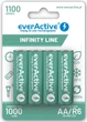 Аккумулятор everActive Infinity Line EVHRL6-1100, AA/(HR6), 1100mAh, LSD Ni-MH, блистер 4шт - изображение 1