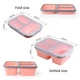Складний Ланч Бокс на 3 секції із столовим прибором collapsible silicone lunch box Рожевий - изображение 4