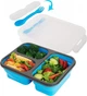 Складний Ланч Бокс на 3 секції із столовим прибором collapsible silicone lunch box Синій - изображение 3