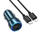 Автомобільний зарядний пристрій HOCO Z48 Tough 40W dual port(2C) car charger set(C to iP) Sapphire Blue (6931474795021) - зображення 1