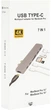 USB-хаб PowerPlant Type-C — HDMI 4K, USB 3.0, USB Type-C, SD, microSD Grey (CA911684) - зображення 3