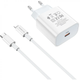 Мережевий зарядний пристрій BOROFONE BA38A Plus Speedy PD 20W Charger Set + кабель Type-C to Lightning White (BA38ALW) - зображення 2