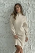 Платье Lipar шерстяное с цельнокройной стойкой S Бежевое 3637 - изображение 5