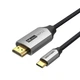 Кабель Type-C-HDMI 2.0 4K 60Hz HDCP 2.2 Thunderbolt 3 Vention Cotton Braided 1.5m Grey (CRBBG) - зображення 1