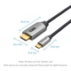 Кабель Type-C-HDMI 2.0 4K 60Hz HDCP 2.2 Thunderbolt 3 Vention Cotton Braided 1.5m Grey (CRBBG) - зображення 4