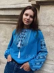 Голубая вышиванка женская на легком шифоне "Венеция" с геометрическим орнаментом 12293-58 (3XL) - изображение 4