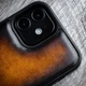 Чохол бампер із натуральної шкіри Exclusive для Samsung S24 Plus ручне фарбування | Золотий - зображення 3
